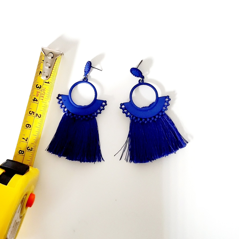 J.crew  Womens Mostaza Yellow Tassel Earrings GUC - Picture 7 of 8